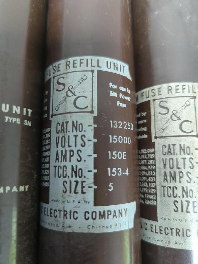 S&C,132250,SIZE 5 150E AMP FUSE REFILL UNIT LOT OF 6 NOS