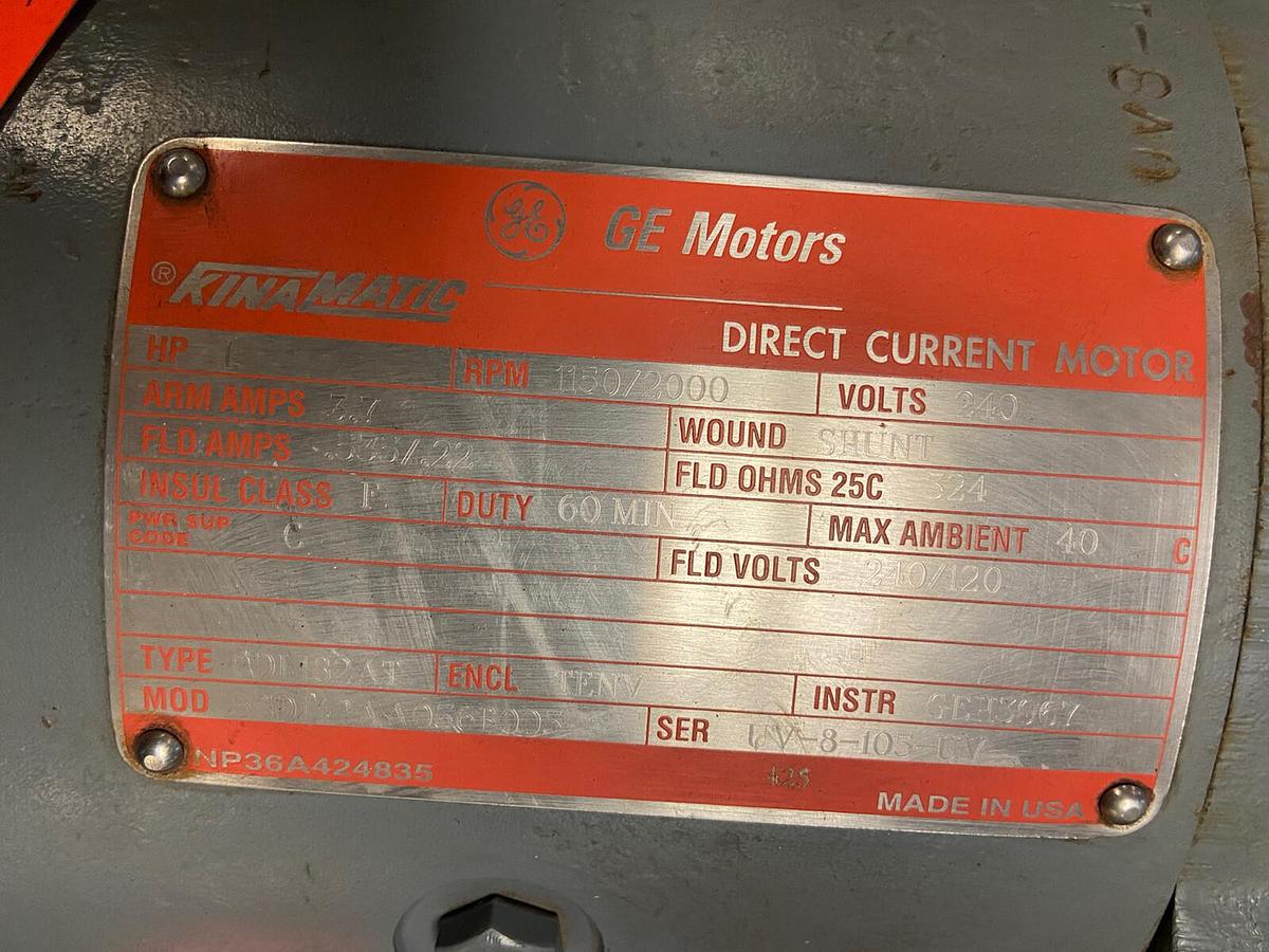 Used GE Kinamatic,CDL182AT,1Hp DC Motor 240VDC