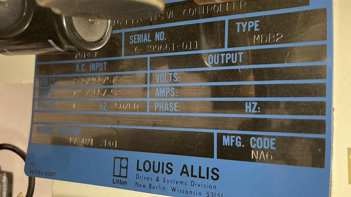 Used Louis Allis,Type MDB2 70143K,Single Phase Magnetic Drive Controller 50/60Hz
