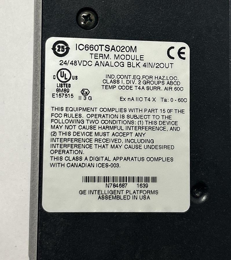 GE FANUC,IC660TSA020M,TERMINAL ASSEMBLY NOS