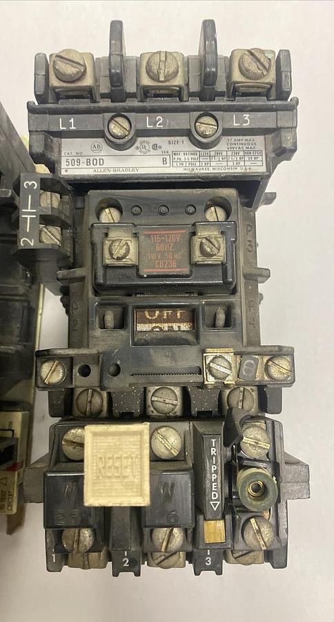Used Allen-Bradley,509-BOD,Starter Size 1 27A 600V Lot Of 3