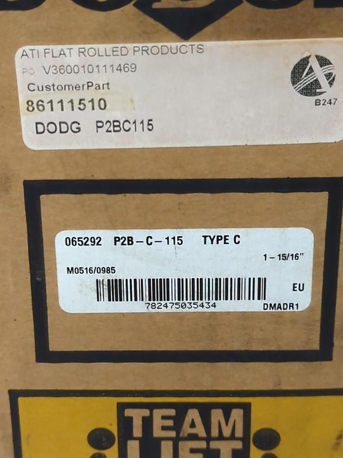 DODGE,065292,TYPE C PILLOW BLOCK 2-BOLT BASE 1-15/16 INCH BORE P2B-C-115 NOS