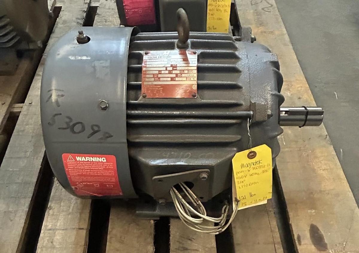 Used MAGNETEK,6-350893-01,MOTOR 3HP 230/460V 1170RPM 3PH 213T FRAME