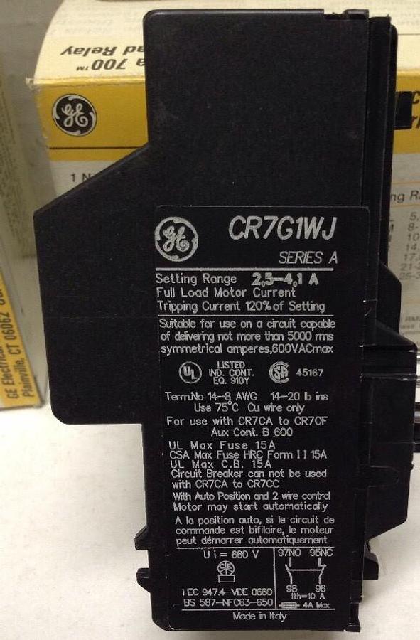 GE,CR7G1WJ,Series A Spectra 700 Overload Relay LOT OF 2
