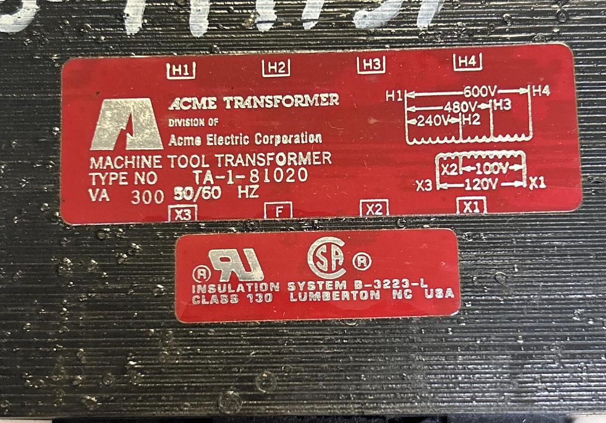 Used ACME TRANSFORMER,TA-1-81020,MACHINE TOOL TRANSFORMER 300VA