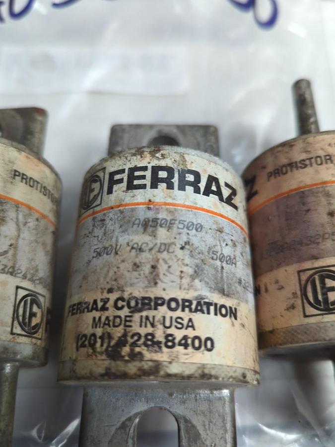 Used FERRAZ,A050F500,FUSE 500 AMP LOT OF 3 PRE-OWNED