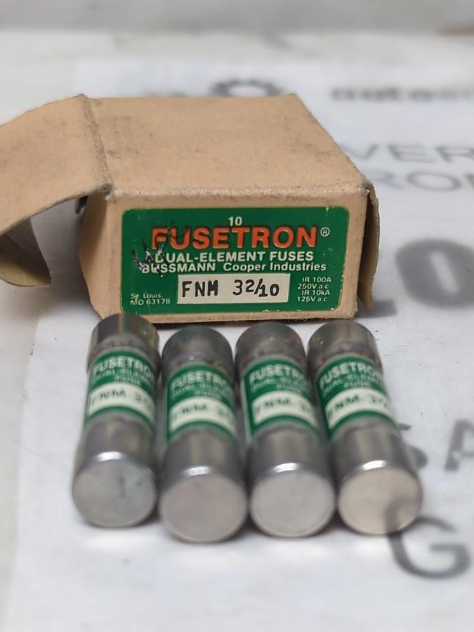 COOPER BUSSMANN,FNM-3-2/10,FUSETRON 3-2/10 AMP FUSES BOX OF 4 FUSES NOS