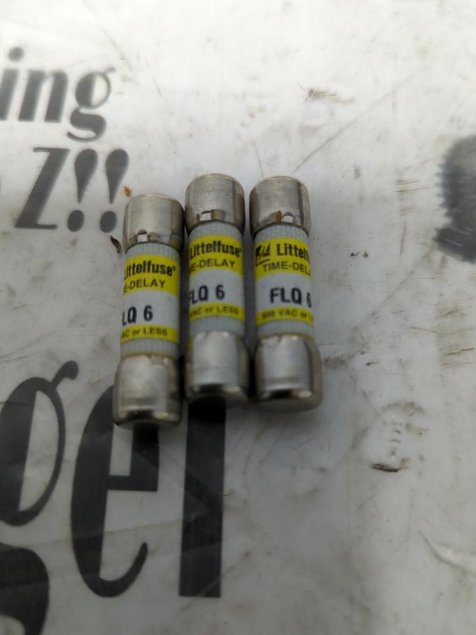LITTELFUSE,FLQ-6,TIME DELAY 6 AMP FUSE LOT OF 3 NOS