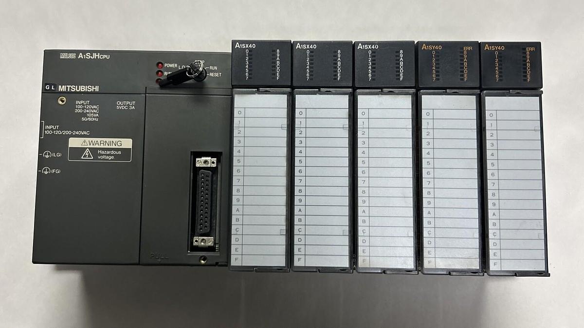 Used MITSUBISHI,A1SJHCPU,CPU UNIT W/A1SX40 / A1SY40 MODULES
