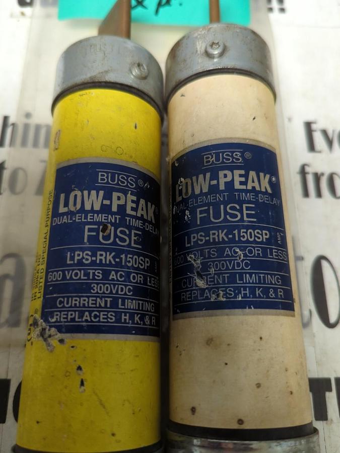 COOPER BUSSMANN,LPS-RK-150SP,LOW-PEAK FUSES LOT OF 2 NOS