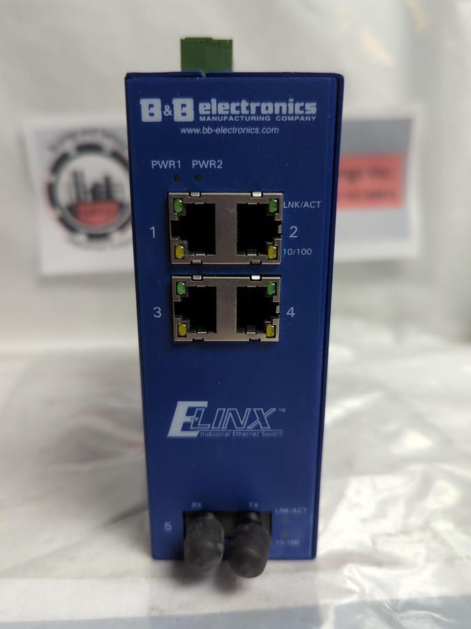 Used B&B ELECTRONICS,EIR305-ST,ETHERNET SWITCH 4 COPPER & 1 MULTI-MODE ST FIBER PORTS