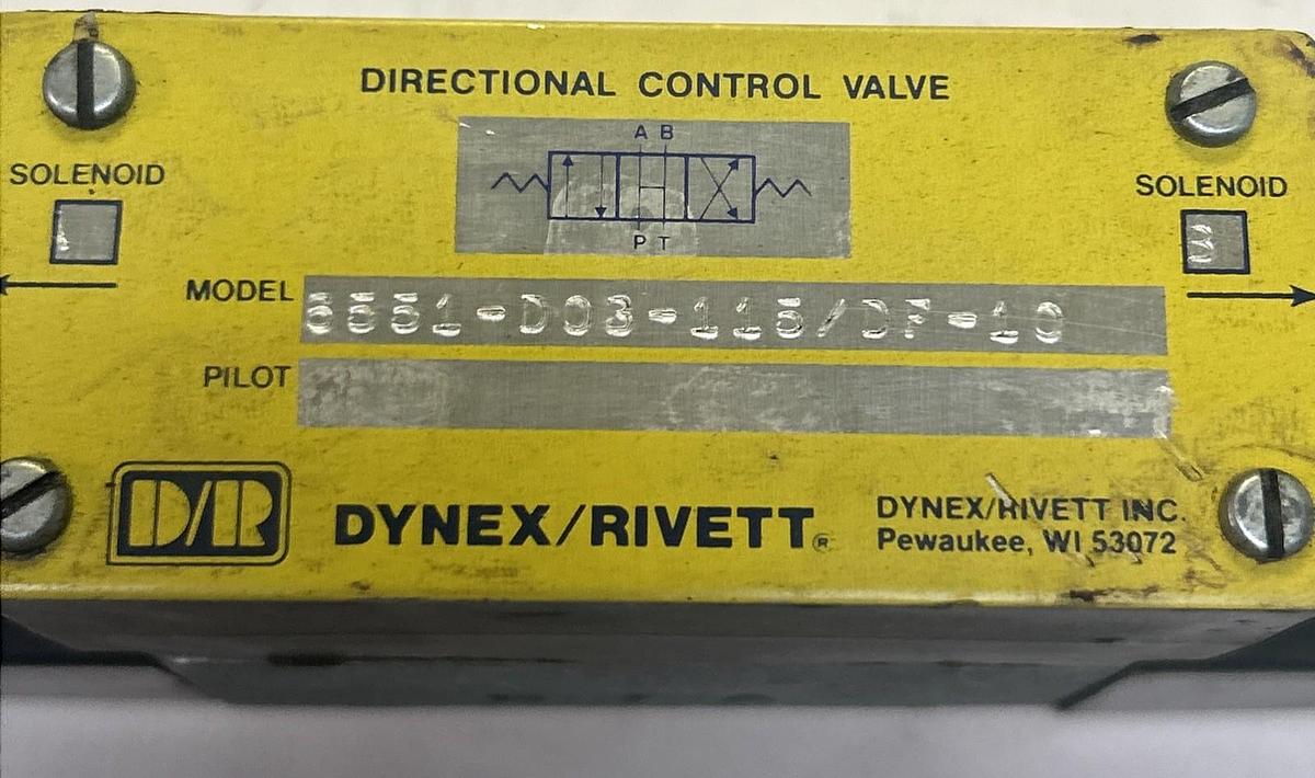 Used DYNEX / RIVETT,6551-D03-115/DF-10,DIRECTIONAL CONTROL VALVE
