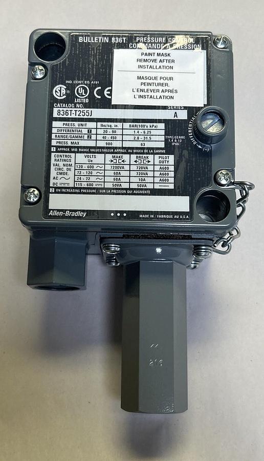 ALLEN BRADLEY,836T-T255J,PRESSURE CONTROL SWITCH NOS