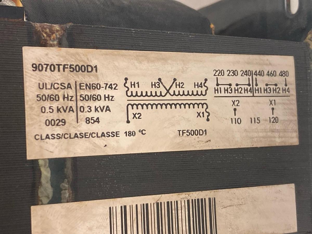 Used Square D,9070TF500D1,Control Transformer 50/60Hz 0.5/0.3kVA