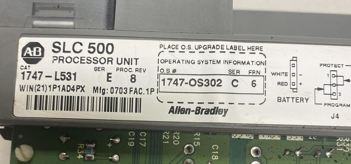 Used Allen-Bradley,1747-L531,Ser E Rev 8 Processor Unit 1747-OS302 Ser C FRN 6