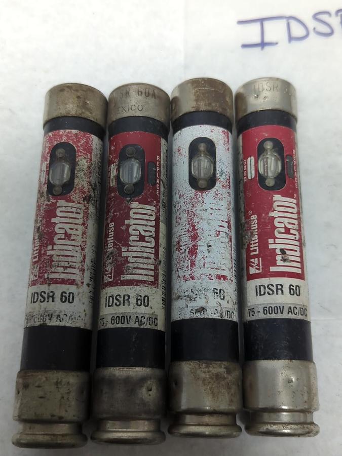 Used LITTELFUSE,IDSR 60,INDICATOR 60 AMP FUSE LOT OF 4 PRE-OWNED