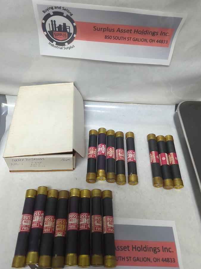 Used COOPER BUSSMANN,NOS-1,ONE-TIME 1 AMP FUSE LOT OF 17 PRE-OWNED