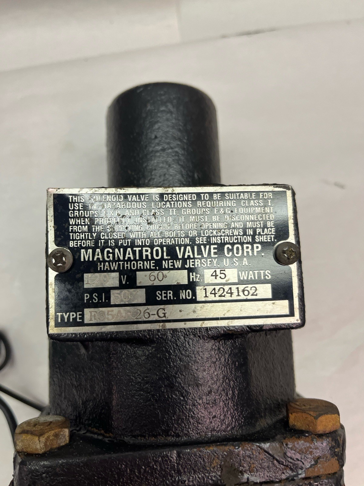 MAGNATROL,F35AR26-G,SOLENOID 1-1/2" VALVE 120V 50PSI