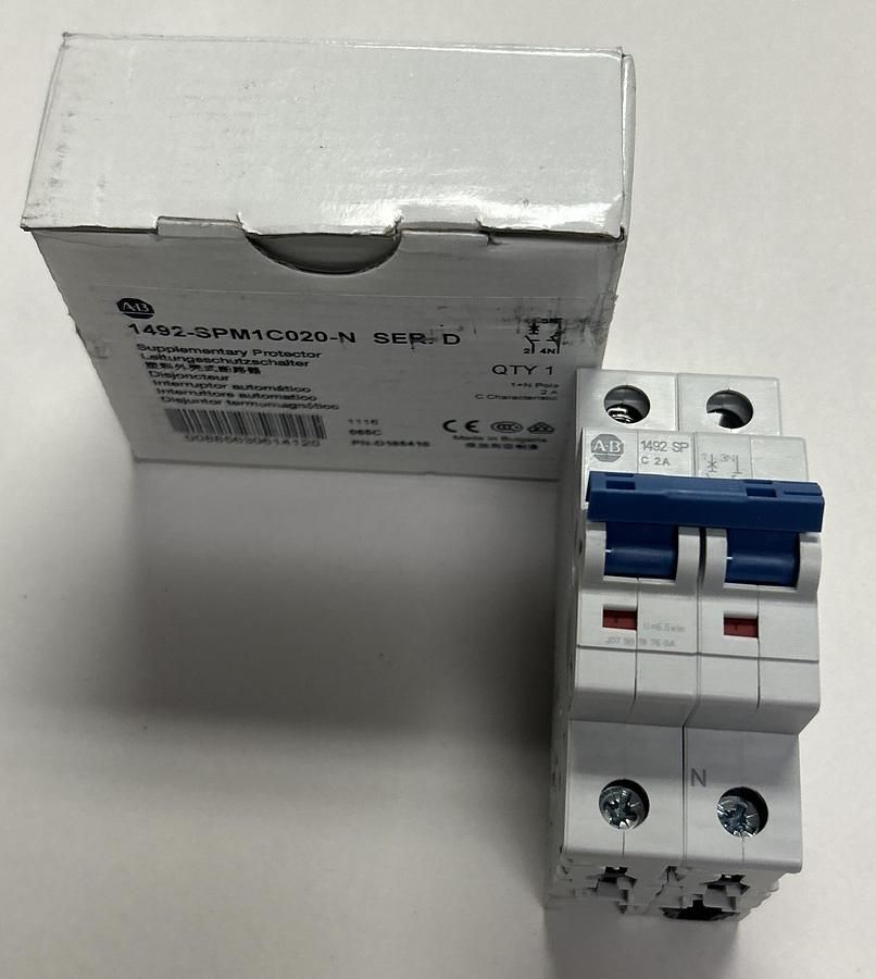 Used ALLEN BRADLEY,1492-SPM1C020-N,SER D SUPPLEMENTARY PROTECTOR NEW