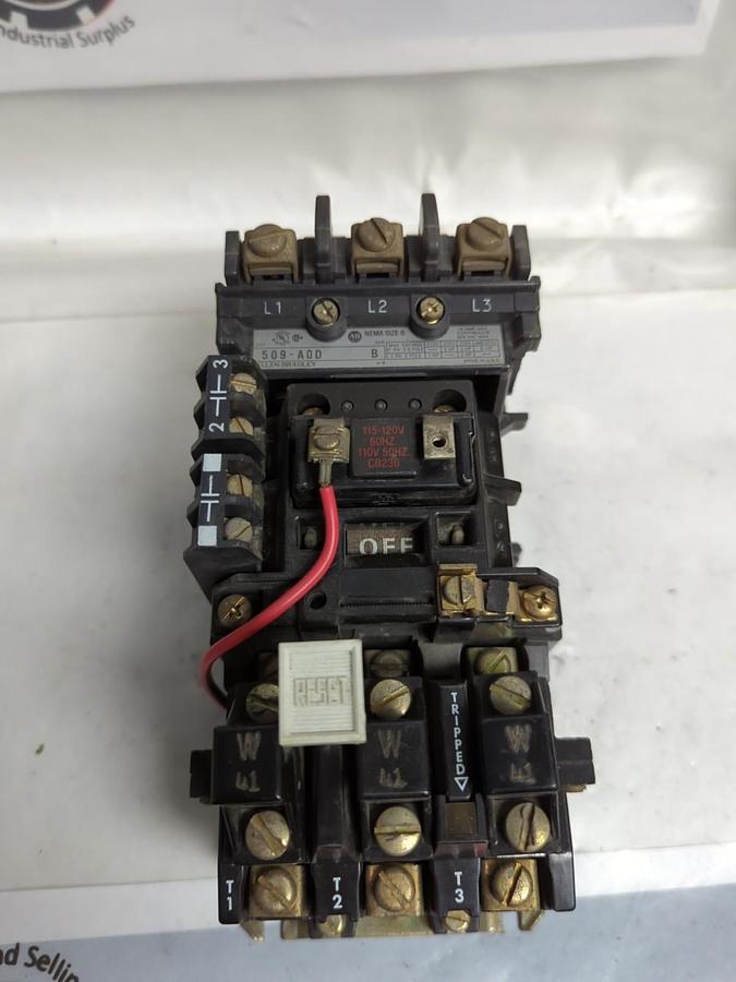 Used ALLEN BRADLEY,509-A0D,MOTOR STARTER SERIES B SIZE 0 PRE-OWNED