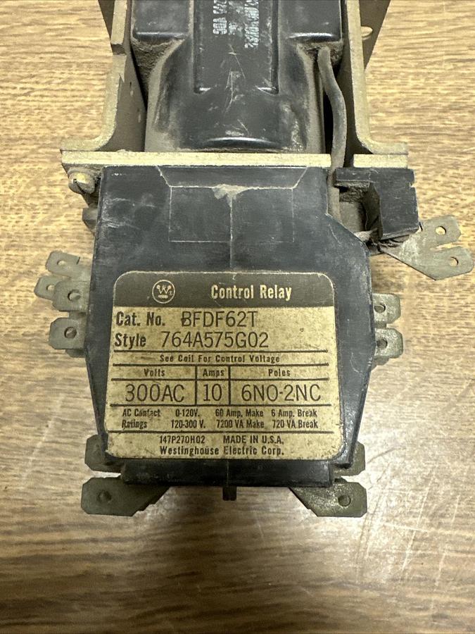 Used Westinghouse,BFDF62T,Control Relay