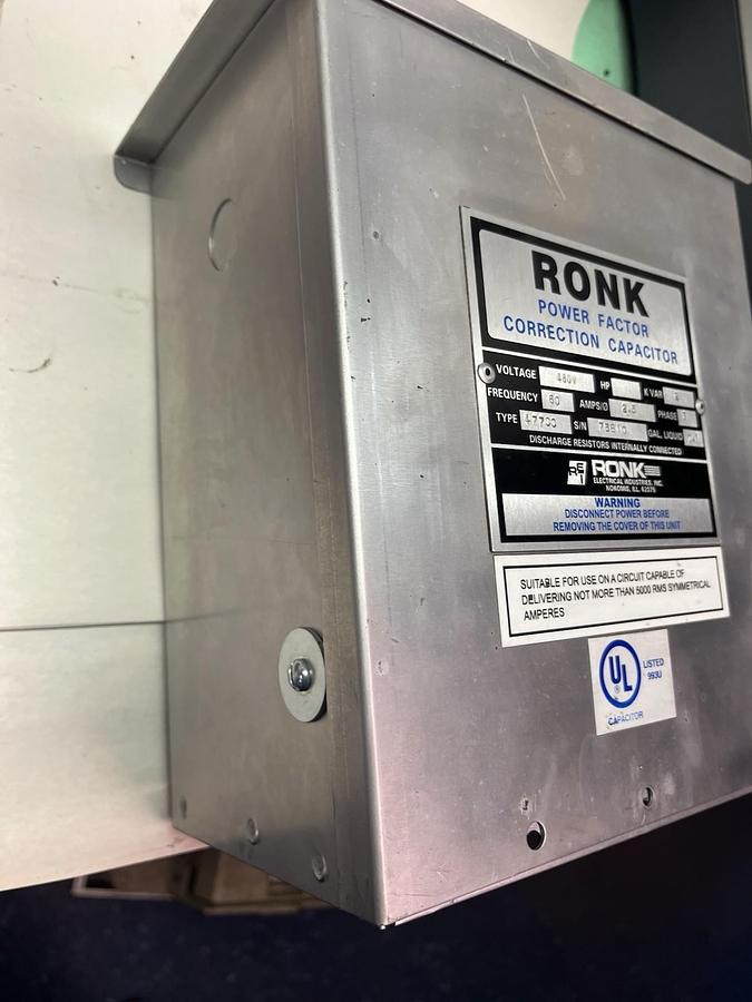 Used RONK RONKEN,477CC,POWER FACTOR CORRECTION CAPACITOR 2KVAR 3PH 480V