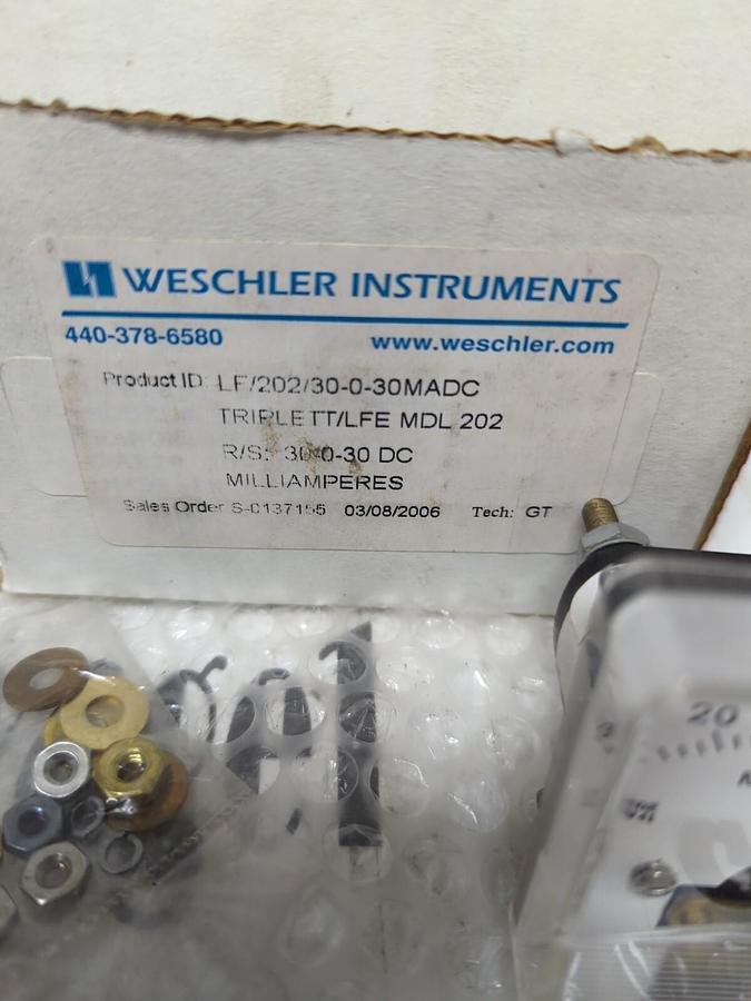 WESCHLER,LF/202/30-0-30MADC R/S: 30-0-30DC,PANEL METER NOS