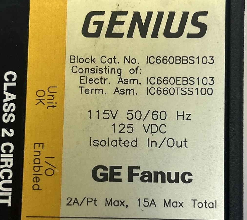 Used GE FANUC,IC660BBS103,ISOLATED IN / OUT GENIUS BLOCK MODULE