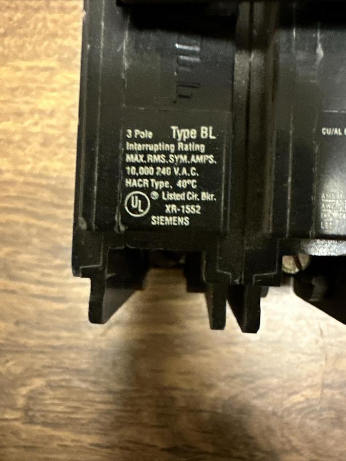 Used Siemens,B340,40Amp Bolt On Circuit Breaker