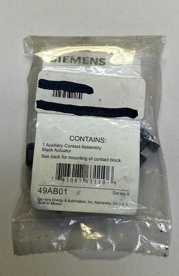 Used SIEMENS,49AB01,AUXILIARY CONTACT ASSEMBLY NEW