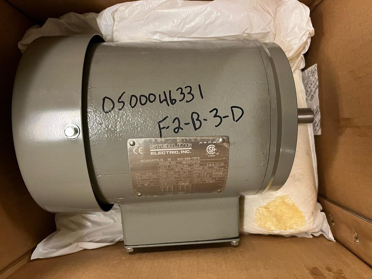STERLING,RBY074FCA,ELECTRIC MOTOR 3/4HP 1800RPM 56C 3PH