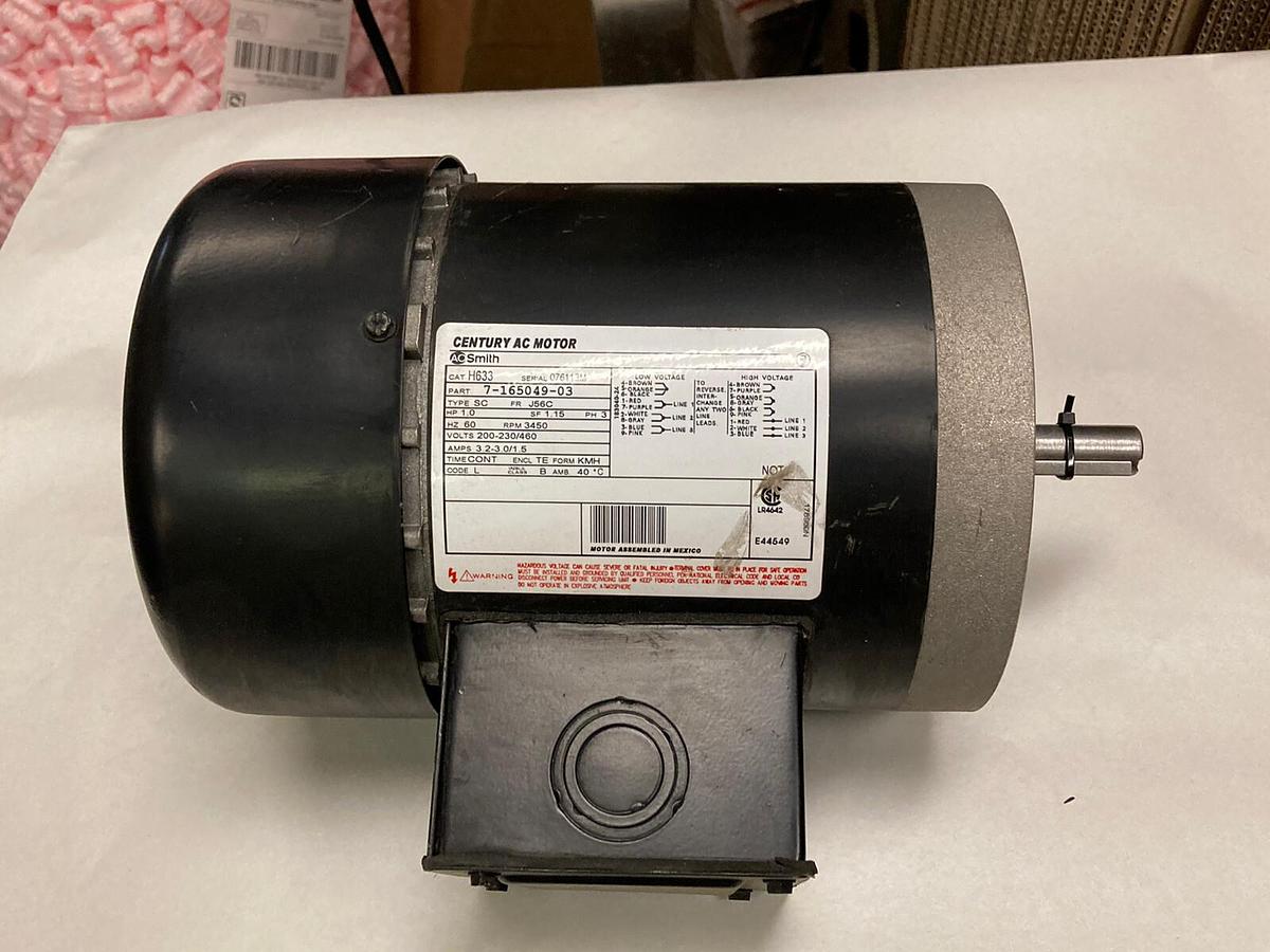Used Century AO Smith,H633,3 Phase Electric Pump Motor 1 HP 3450 RPM  7-165049-03