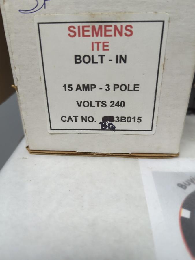 Used SIEMENS,BQ3B015,CIRCUIT BREAKER 3-POLE 15 AMP LOT OF 3 PRE-OWNED