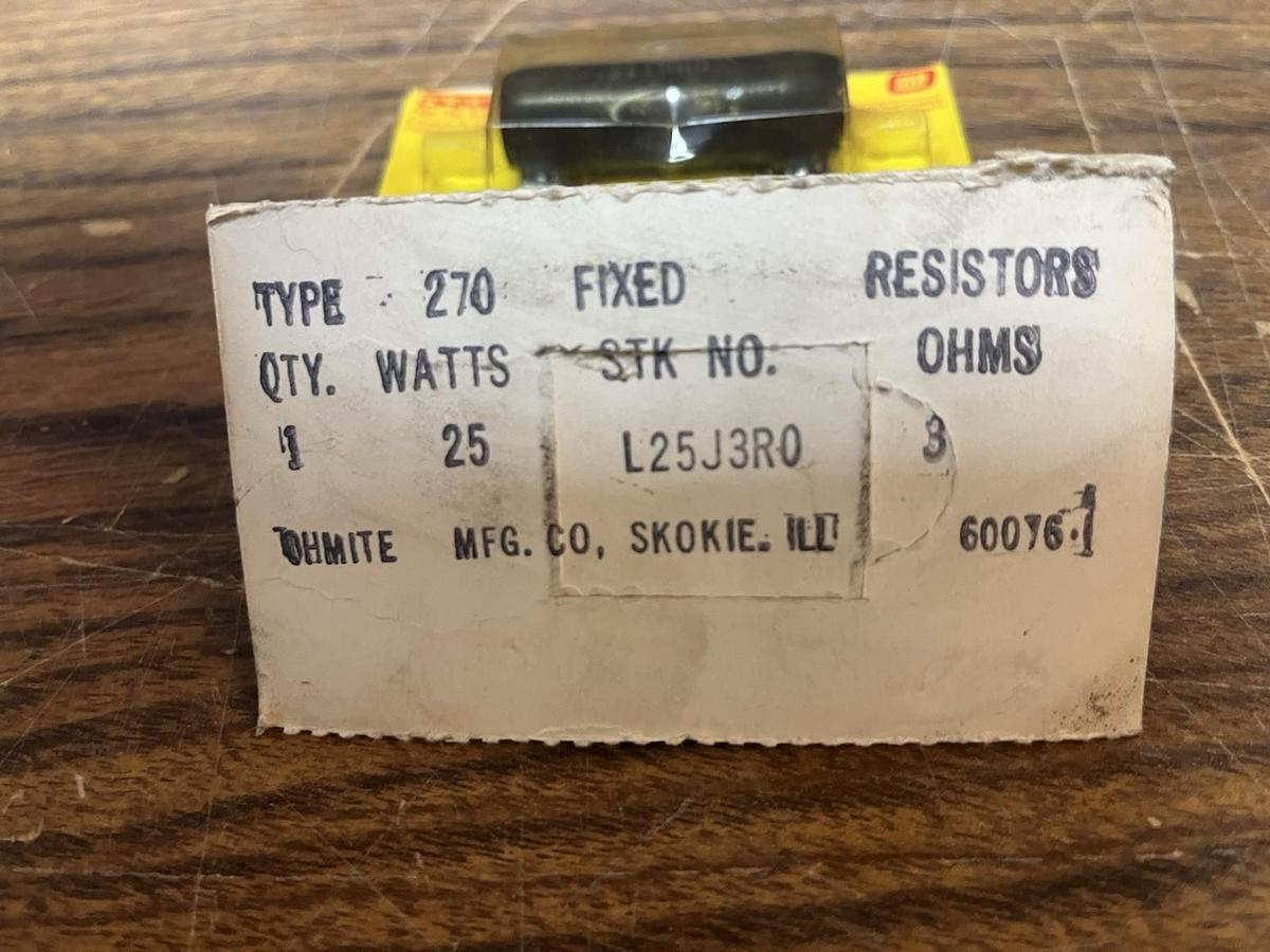 OHMITE,L25J3R0,TYPE 270 FIXED RESISTOR 25 WATT 3 OHMS LOT OF 2