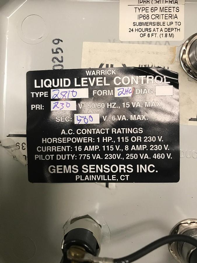Warrick Controls,2810 2H4,Pump Motor Moisture Detector