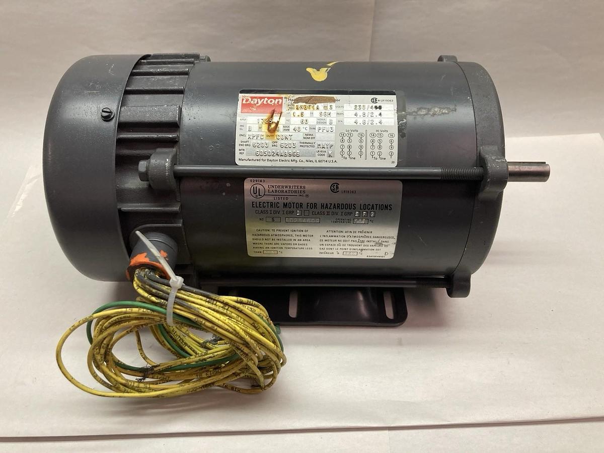 Used Dayton,3N371A,3-Phase Motor 1.5Hp 56H Frame 60Hz 230/460V 4.8/2.4A