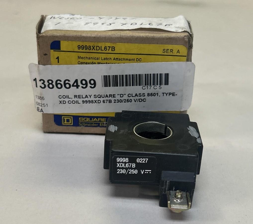 SQUARE D,9998XDL67B,RELAY COIL 250VDC NOS