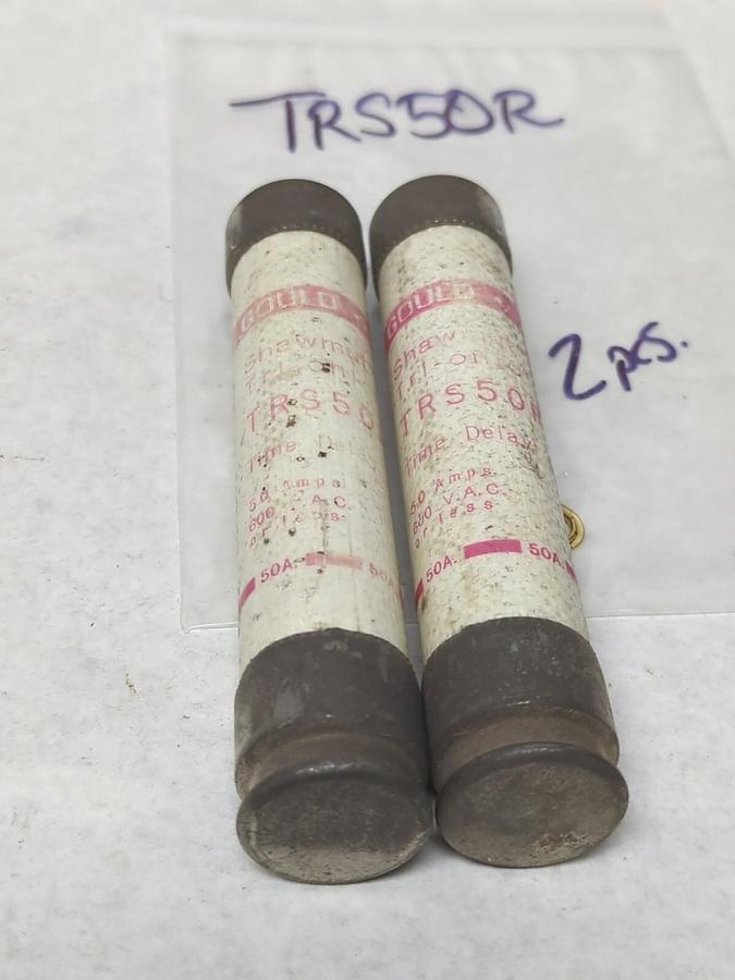 Used GOULD SHAWMUT,TRS50R,TRI-ONIC 50 AMP FUSE LOT OF 2 PRE-OWNED