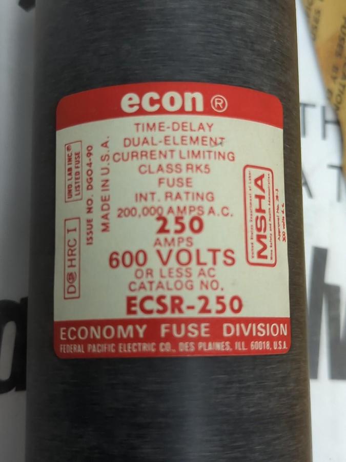 ECON,ECSR 250,TIME-DELAY FUSE 250AMP 600V NOS
