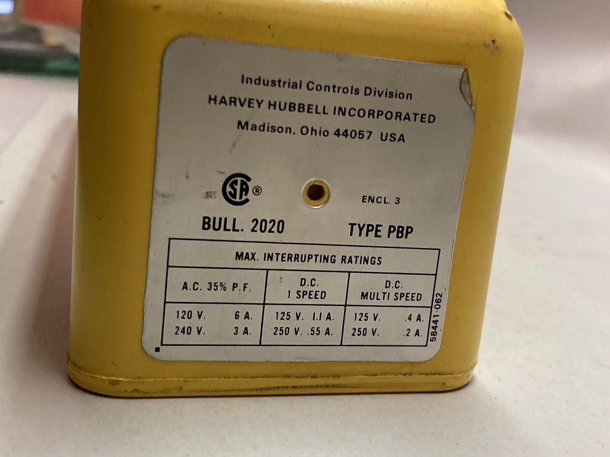 Used Hubbell,Type 2020 PBP,6-Button Pushbutton Pendant Control Station HOUSING ONLY