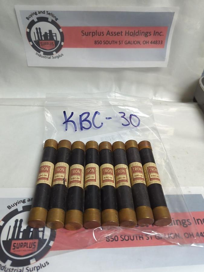 Used COOPER BUSSMANN,KBC-30,TRON 30 AMP FUSE LOT OF 8 PRE-OWNED