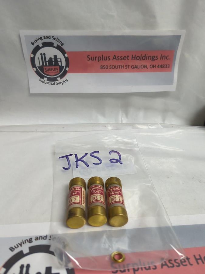 Used COOPER BUSSMANN,JKS-2,LIMITRON 2 AMP FUSE LOT OF 3 PRE-OWNED