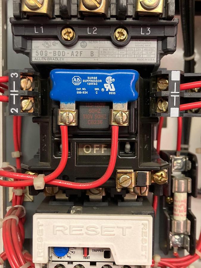 Used Allen-Bradley,2100 2113,Size 1 MCC 12 INCH Starter Bucket 15 Amp Breaker