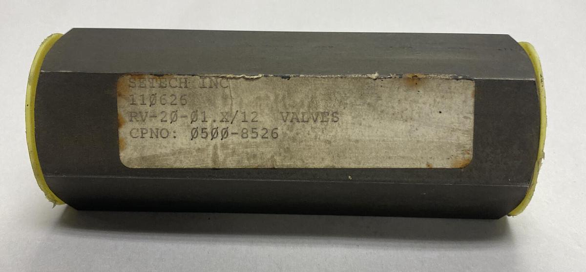 Setech,RV-20-01.X/12,Hydraulic Check Valve NOS