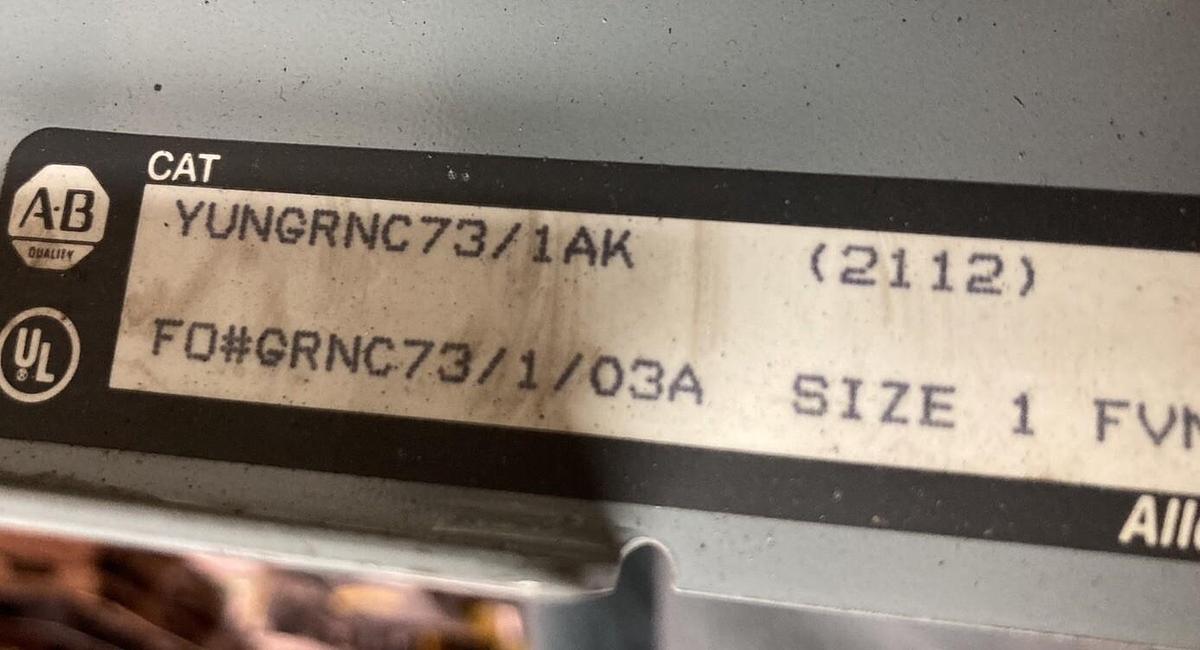 Used Allen-Bradley,2100 2112,Size 1 Fused MCC 12 Inch Starter Bucket