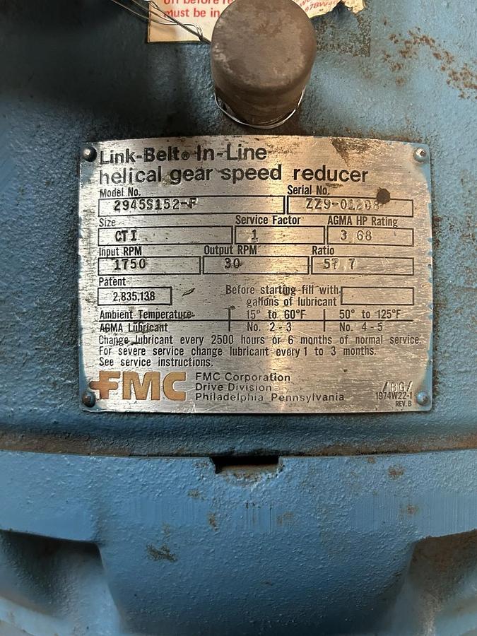 Used LINK BELT,STD,SIZE GU103 VARIABLE SPEED DRIVE W/ 2945S152-F GEAR SPEED REDUCER