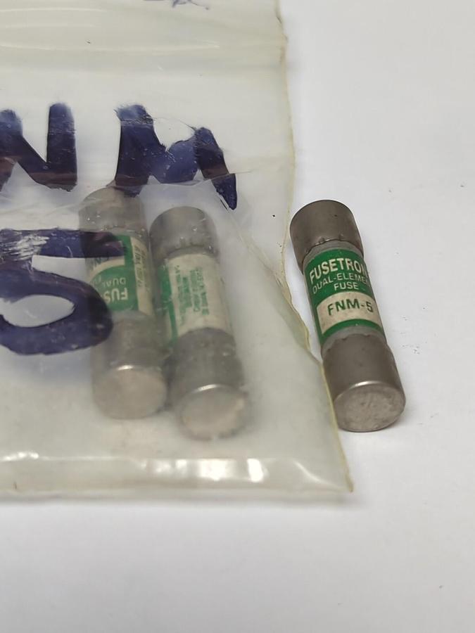 COOPER BUSSMANN,FNM-5,FUSETRON 5 AMP FUSES LOT OF 3 NOS