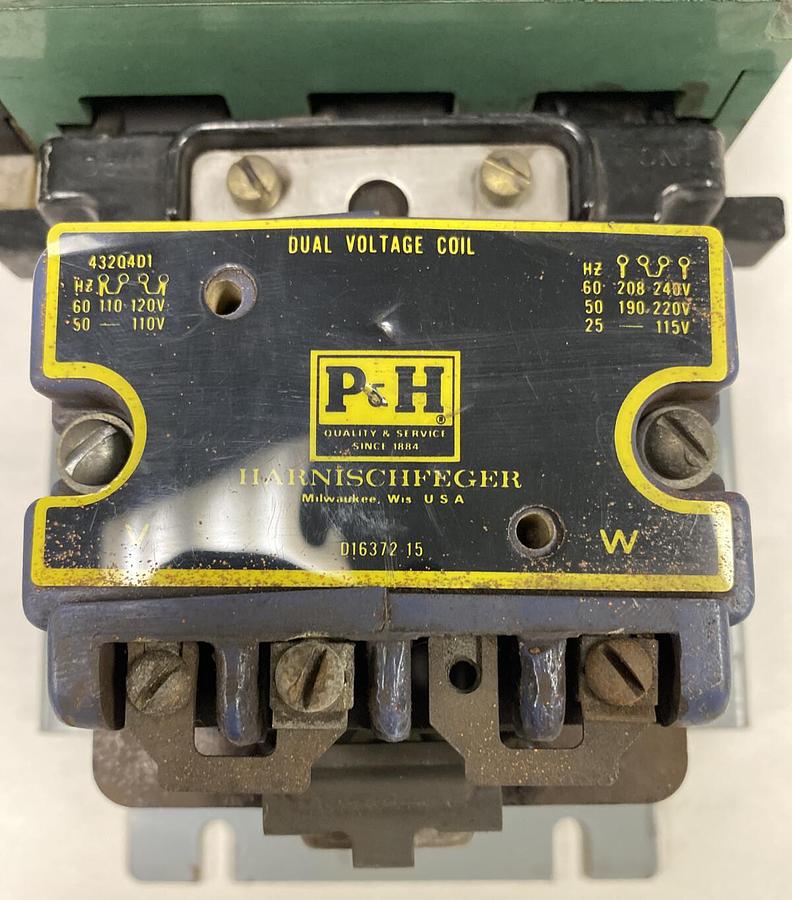 Used P&H,479U10D1,Magnetic Contactor Size 2 50AMP 600V 110-120V Coil