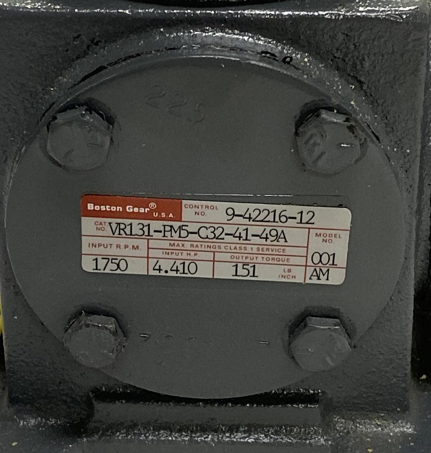 BOSTON GEAR,VR131-PM5-C32-41-49A,SPEED REDUCER 4.410HP 1750RPM 151 LB-IN TORQUE