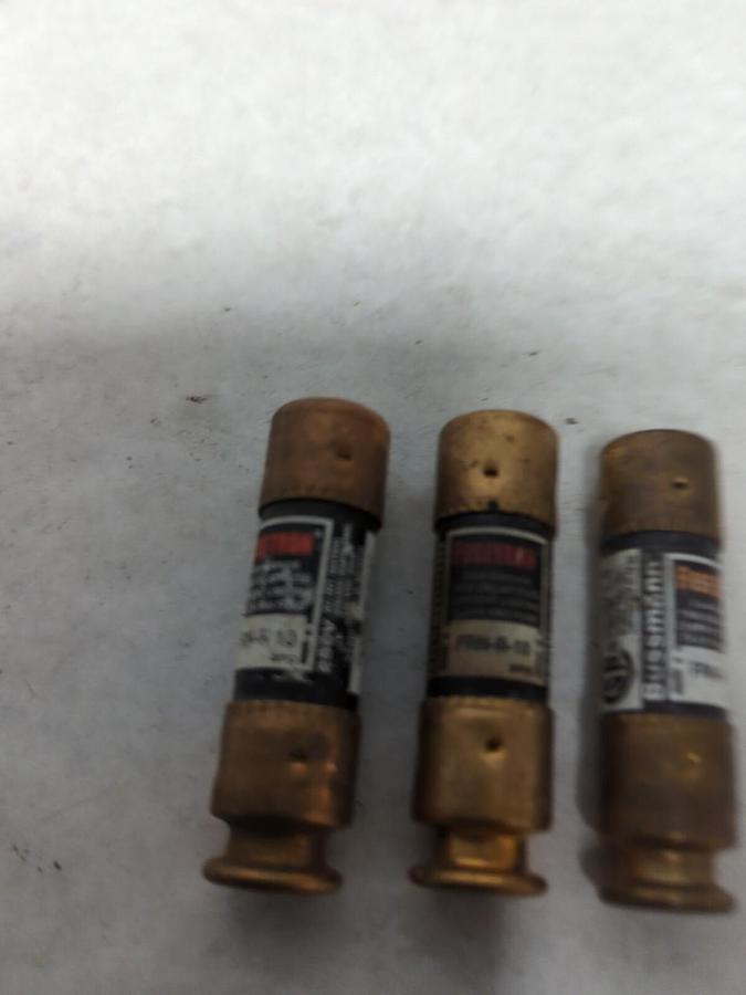 Used COOPER BUSSMANN,FRN-R-10,FUSETRON 10 AMP FUSE LOT OF 3 PRE-OWNED